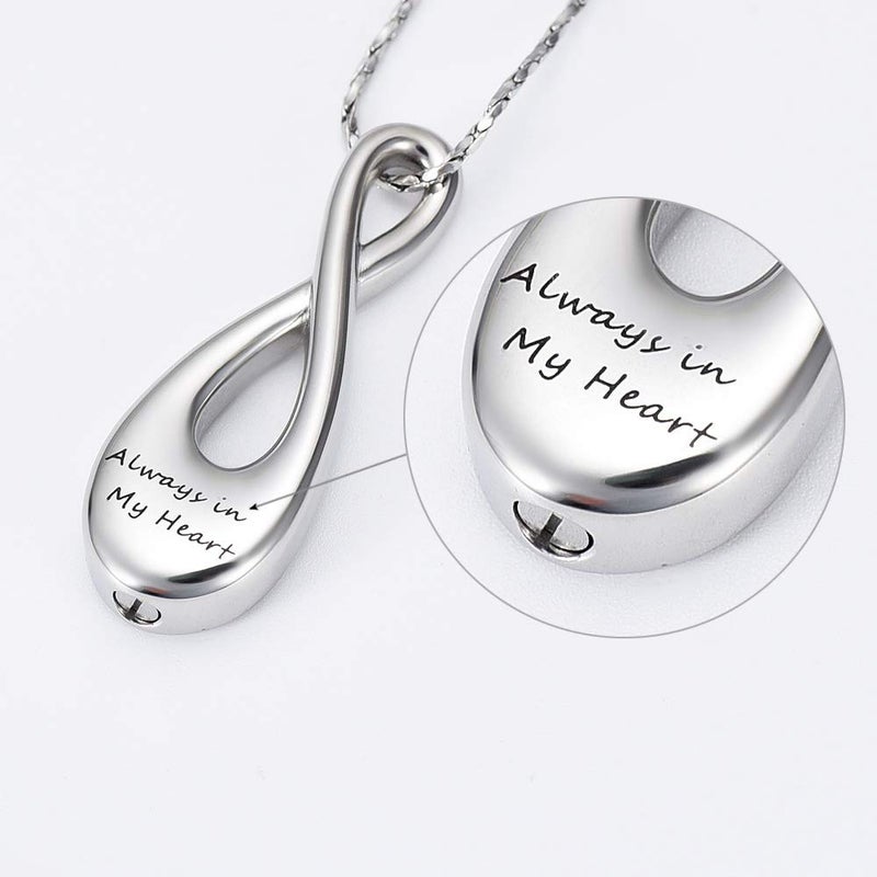 Imrsanl Cremation Ashes Jewelry Infinity Urn Pendants Ashes Holder Memorial Keepsake Urn Necklace Cremation Jewelry for Pet/Human (Always in My Heart) - Image 2